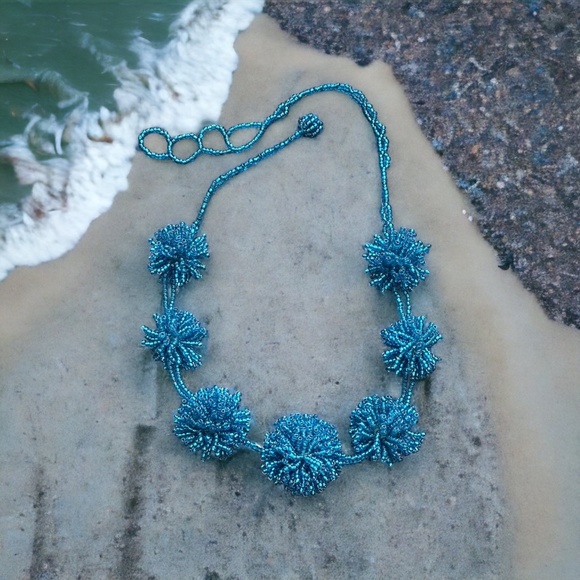 π Beaded Pom-Pom Choker Necklace π - Picture 1 of 1